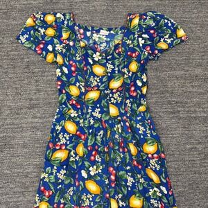 Vintage The Cotton Collection Jumpsuit Women Small Floral Fruit Lemon Wide Leg